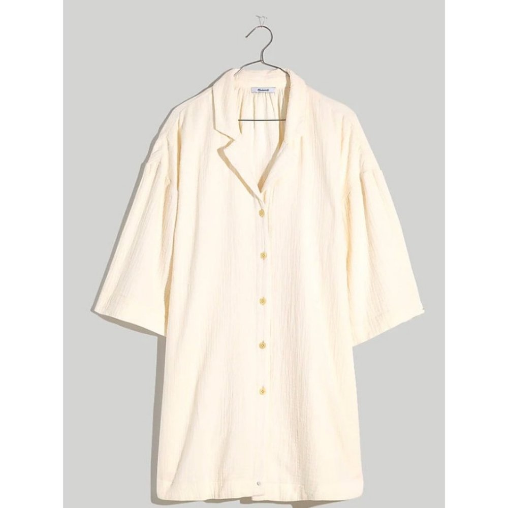 Madewell $65 Lightspun Swim Cover Up Mini Shirt Dress Size S NJ876